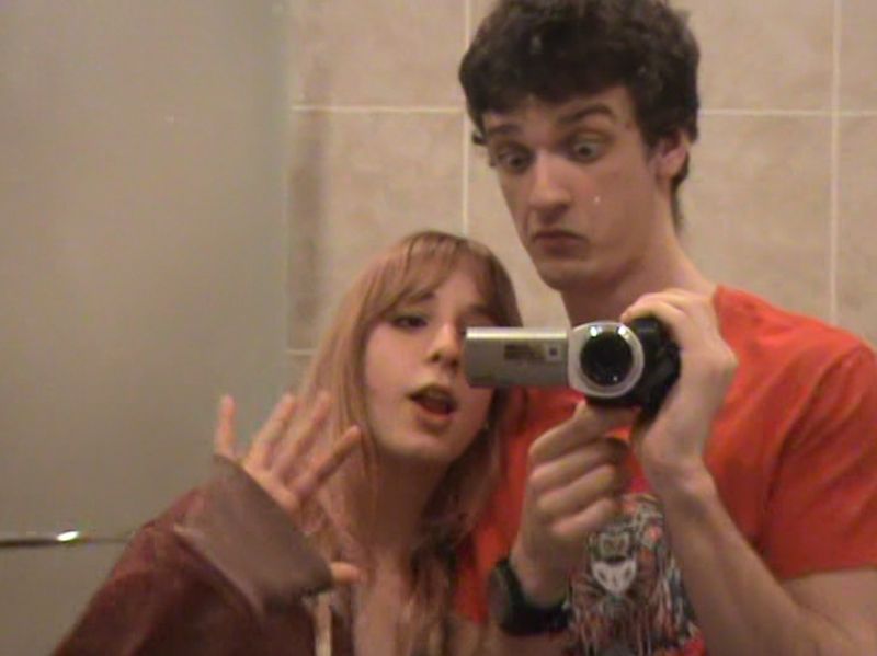 Tom and Mimi before bleaching Tom's hair